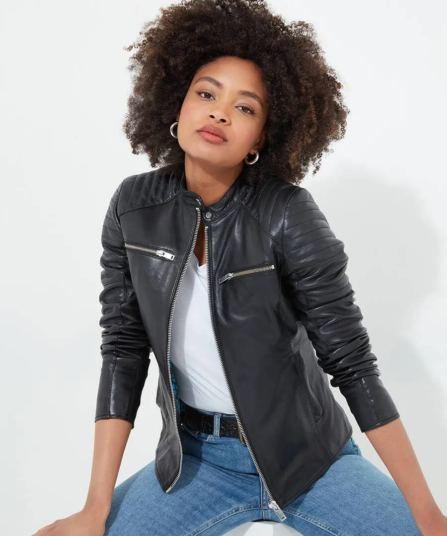 Victoria Zip Up Biker Jacket