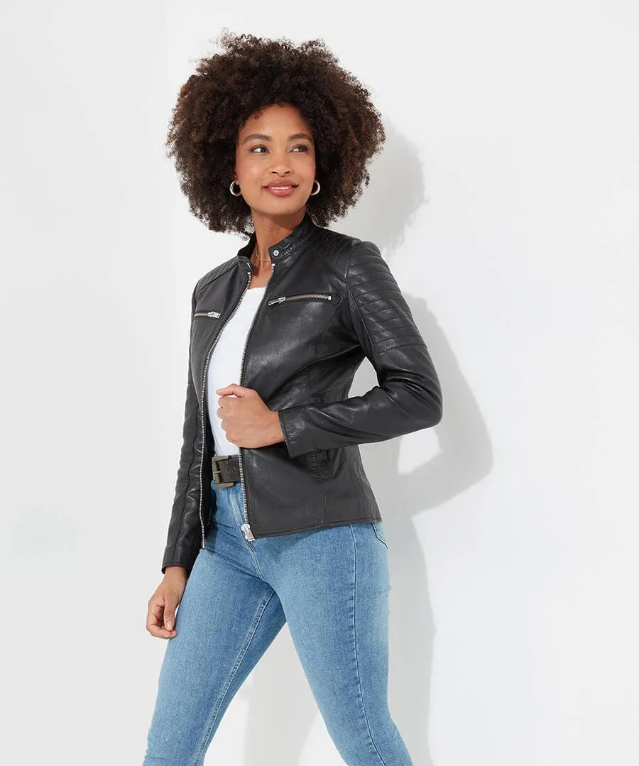 Victoria Zip Up Biker Jacket