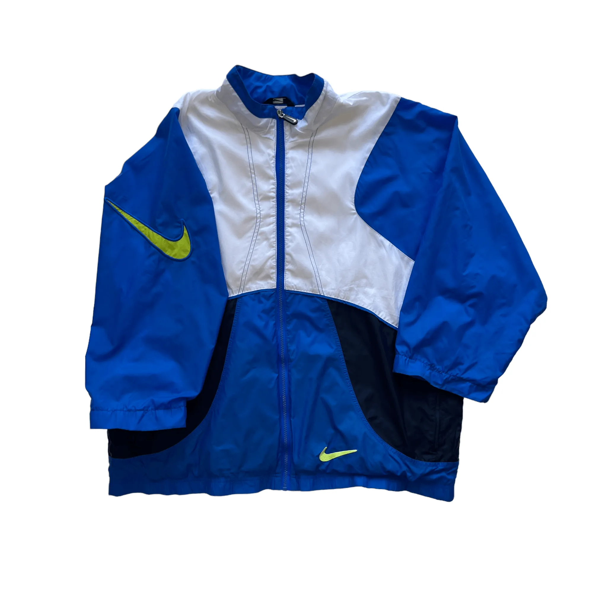 Vintage 90s Blue + White Nike Windbreaker Jacket - Extra Large