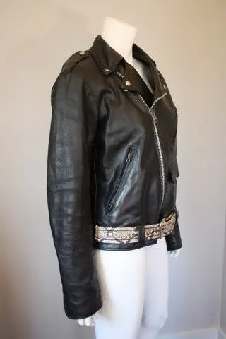 Vintage Motorcycle Jacket with Python Belt