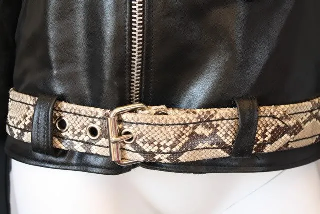 Vintage Motorcycle Jacket with Python Belt