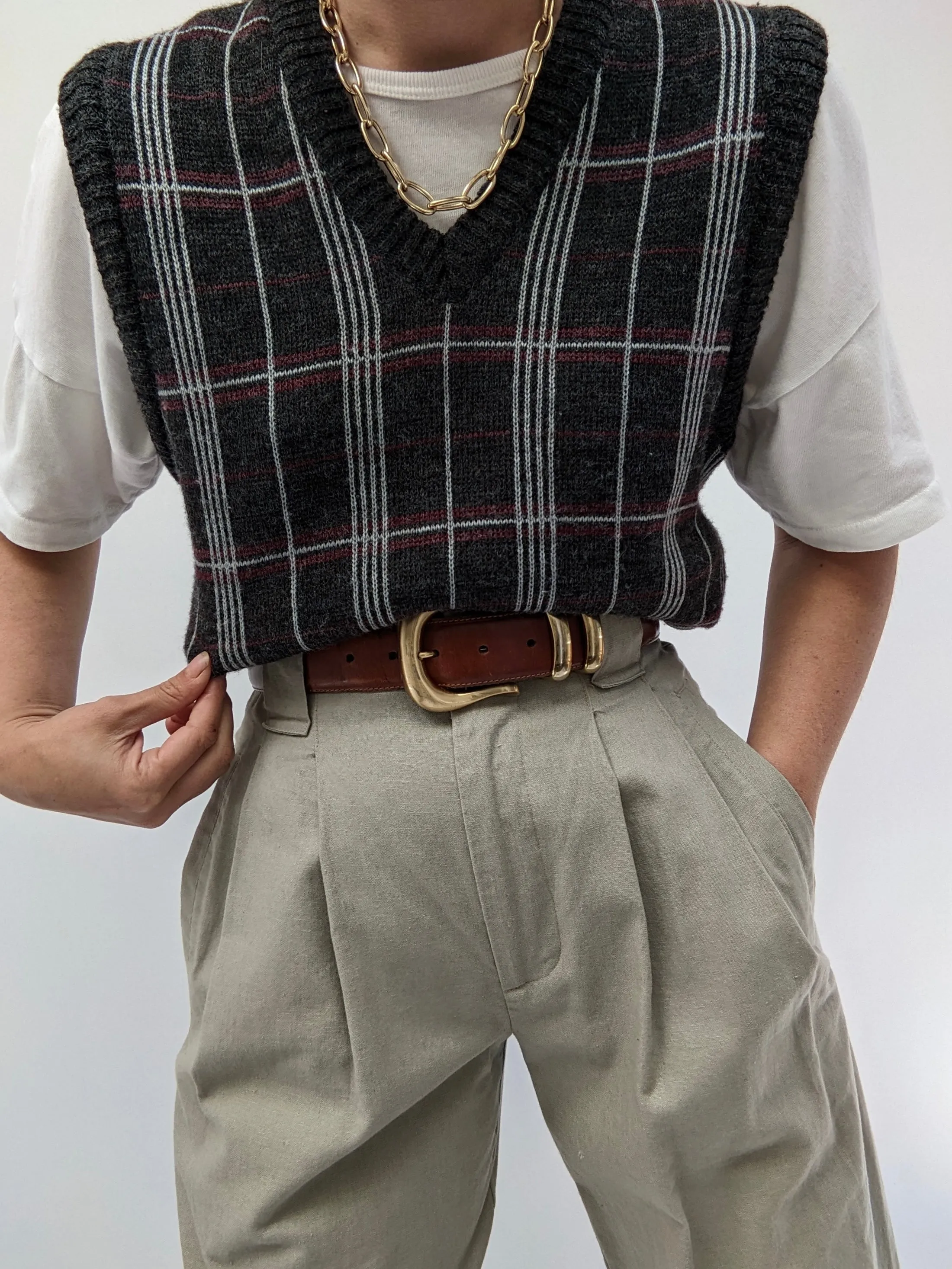 Vintage Plaid Sweater Vest