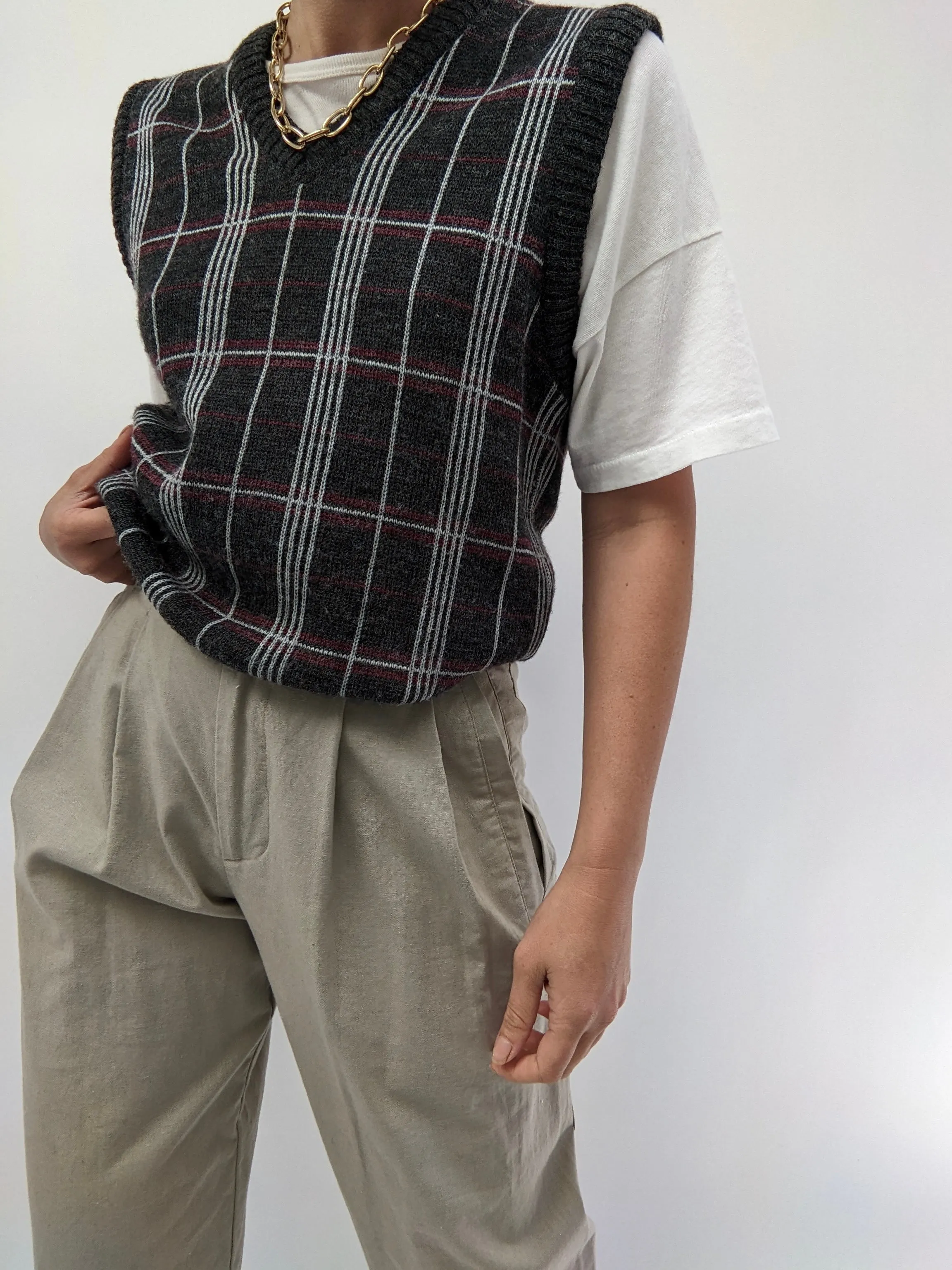 Vintage Plaid Sweater Vest