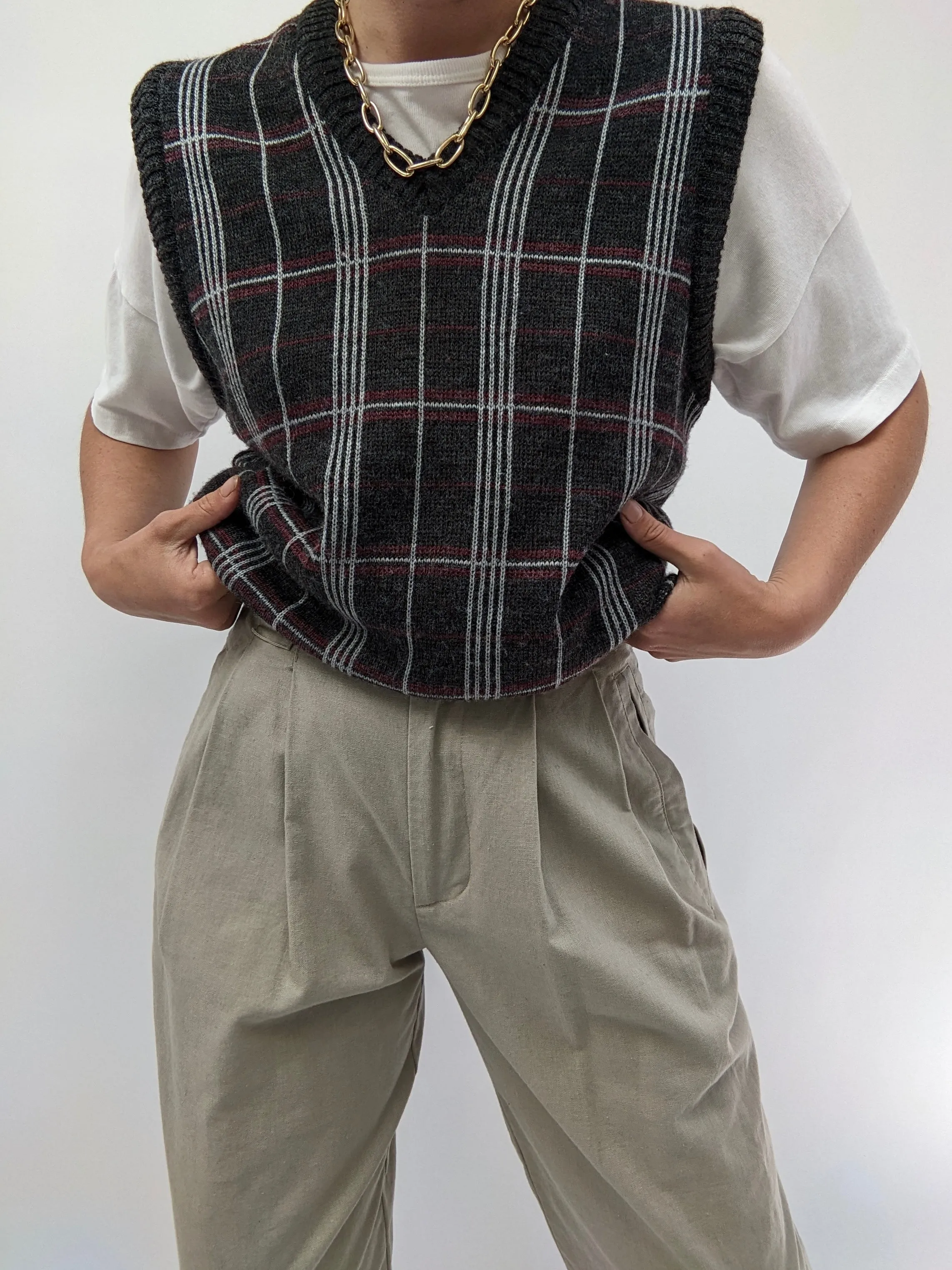 Vintage Plaid Sweater Vest