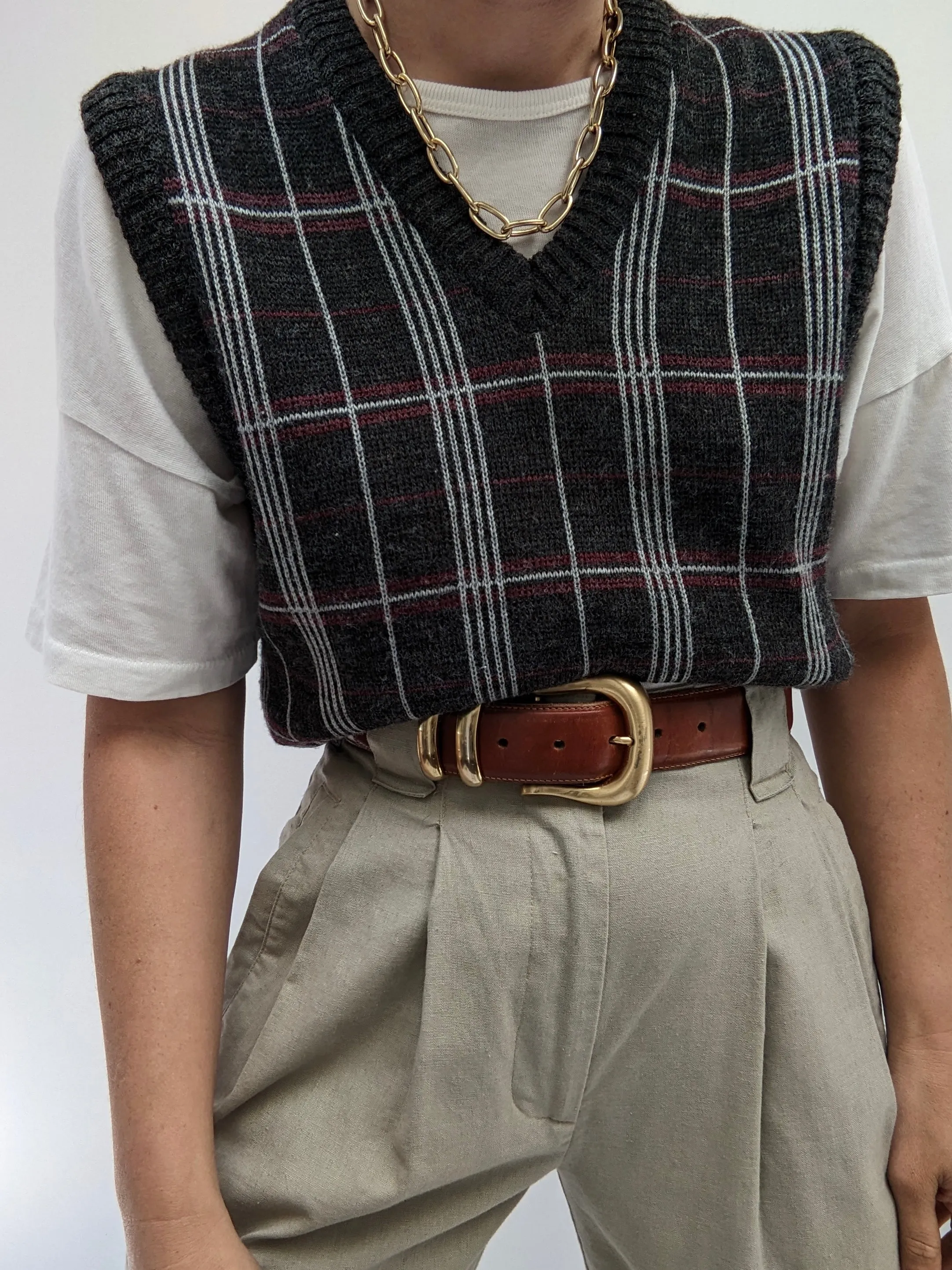 Vintage Plaid Sweater Vest