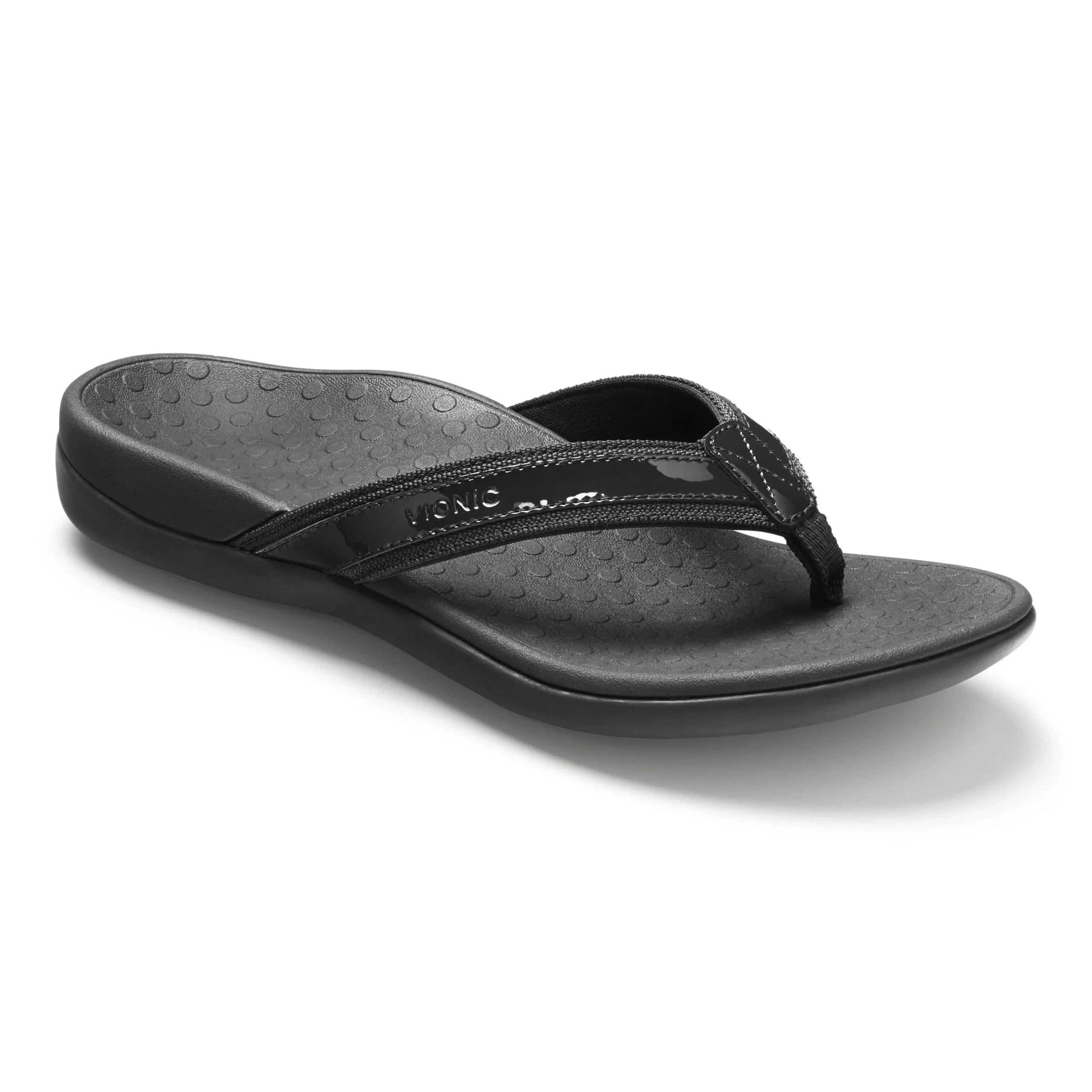 Vionic Womens Tide II Toe Thong Sandal- Black