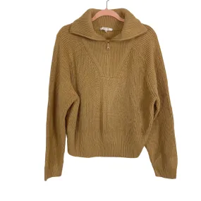 WAYF Tan Knit Quarter Zip Pullover Sweater- Size XL