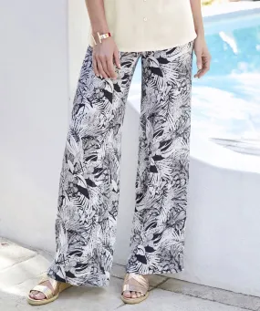 Wide-leg Floral Tropical Print Trousers