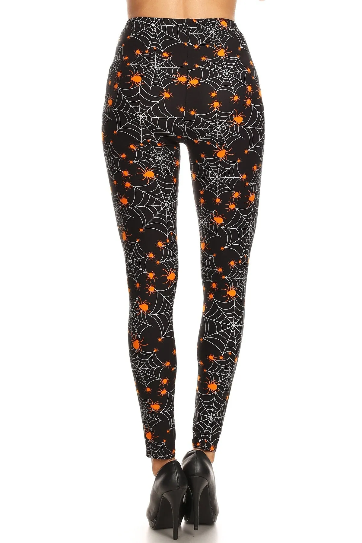 Women's 3X 5X Halloween Spider Spiderweb Pattern Printed Leggings