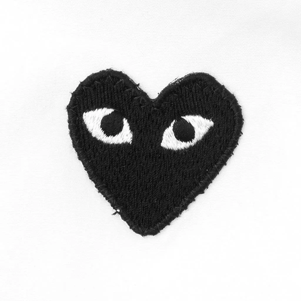 Women's Black Heart Button Up - White