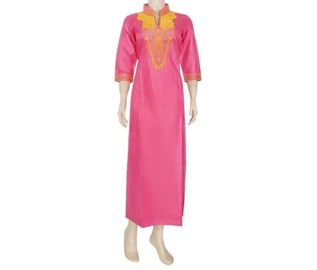 Women's Embroidered African Robe Batik Fabric Muslim Jilbab Abaya Dress