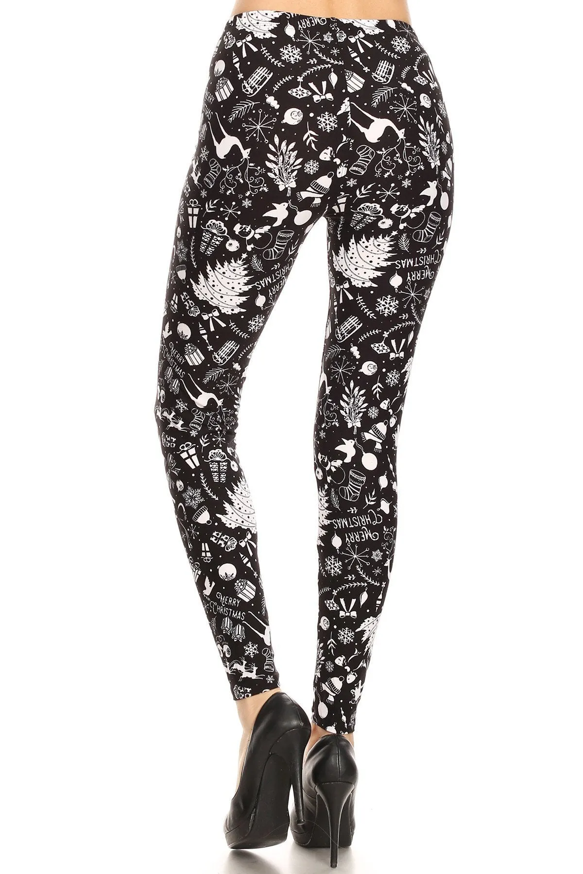 Women's Plus Litho Merry Christmas Pattern Printed Leggings