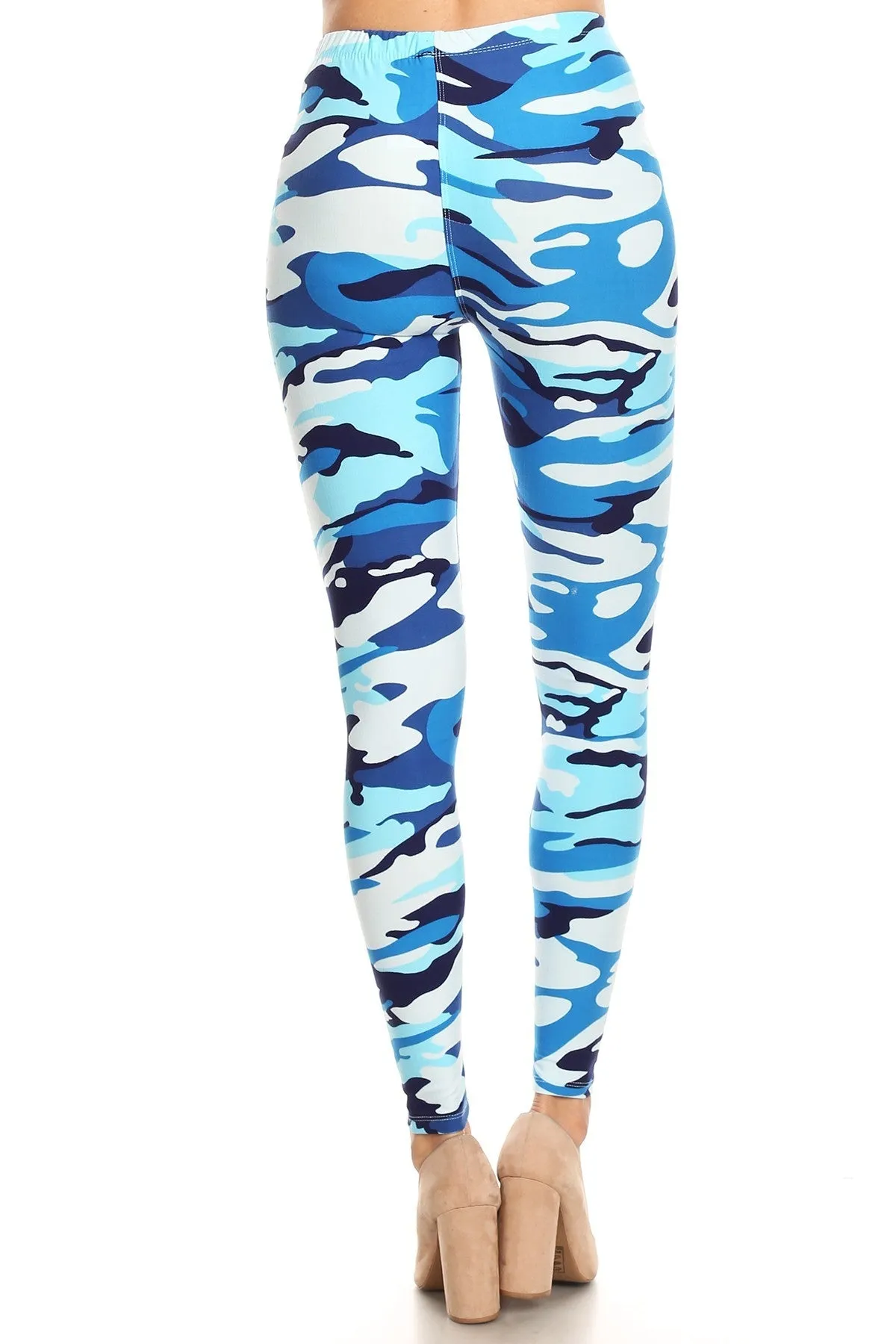 Women's Regular Blue Camouflage Army Pattern Printed Leggings