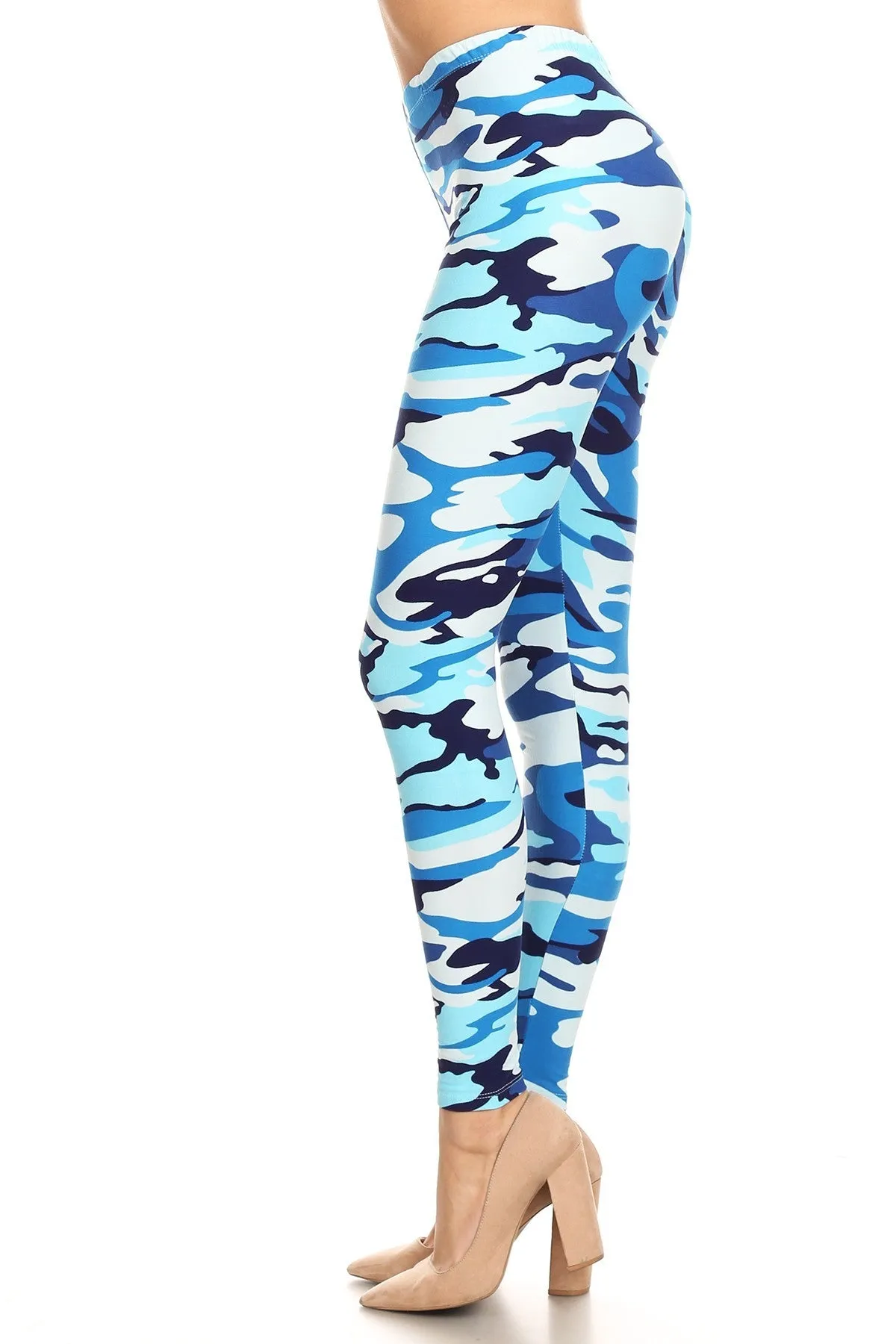 Women's Regular Blue Camouflage Army Pattern Printed Leggings