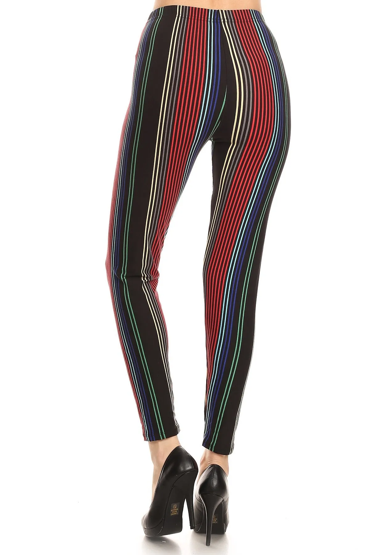 Women's Regular colorful Vertical Stripes Pattern Printed Leggings