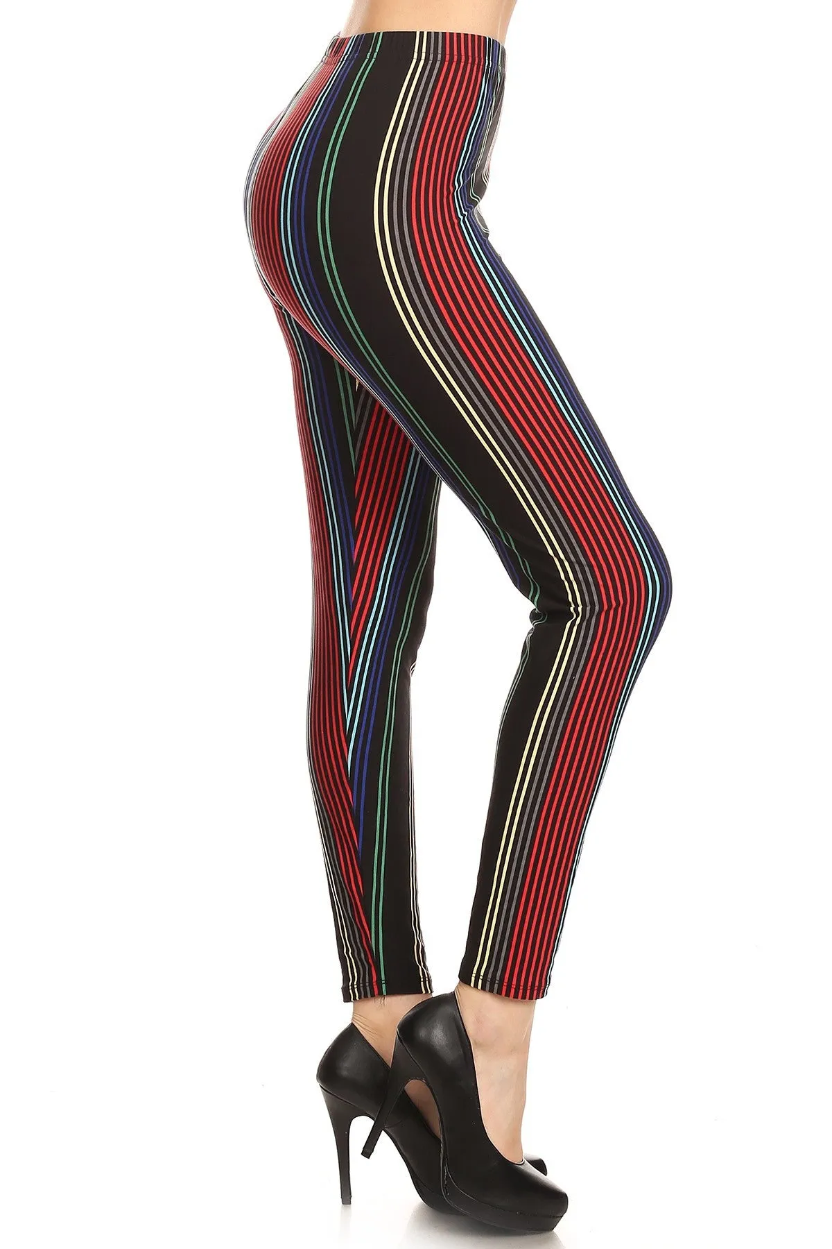 Women's Regular colorful Vertical Stripes Pattern Printed Leggings