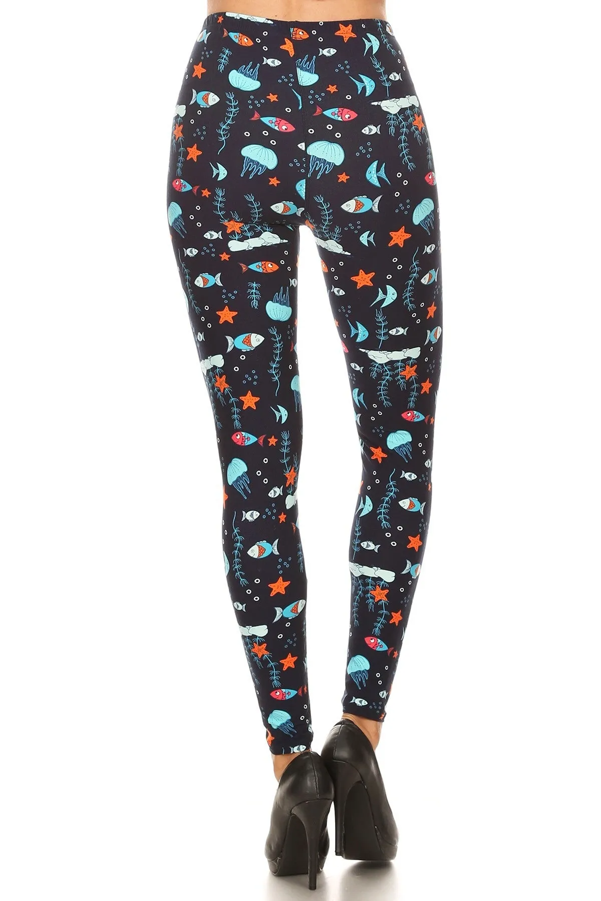 Women's Regular Ocean Creatures Fish Pattern Print Leggings