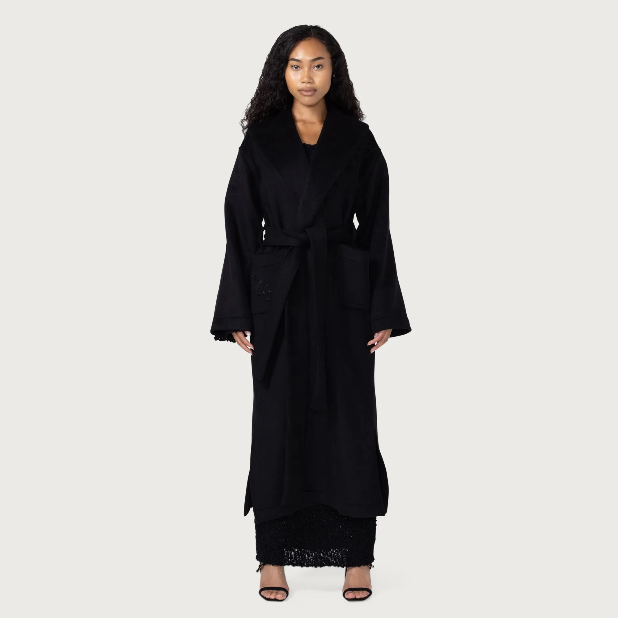 Womens Robe Coat - Black