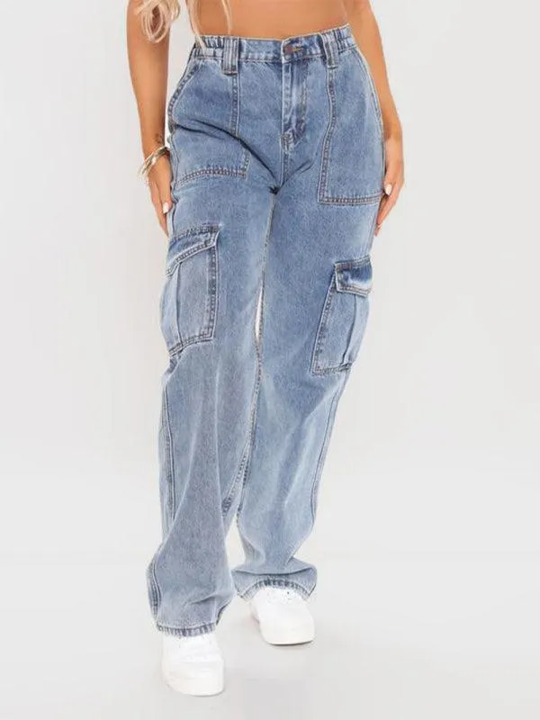 Women's Wide Legs Cargo Jeans