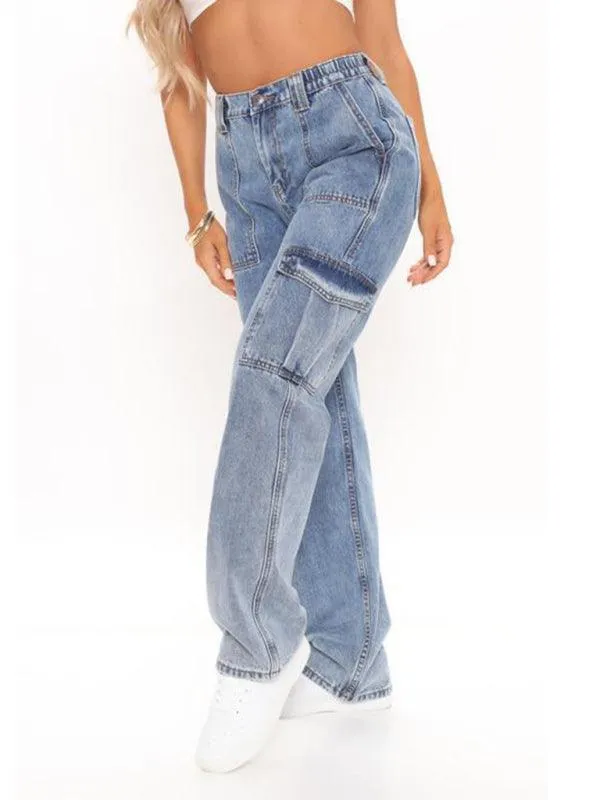 Women's Wide Legs Cargo Jeans