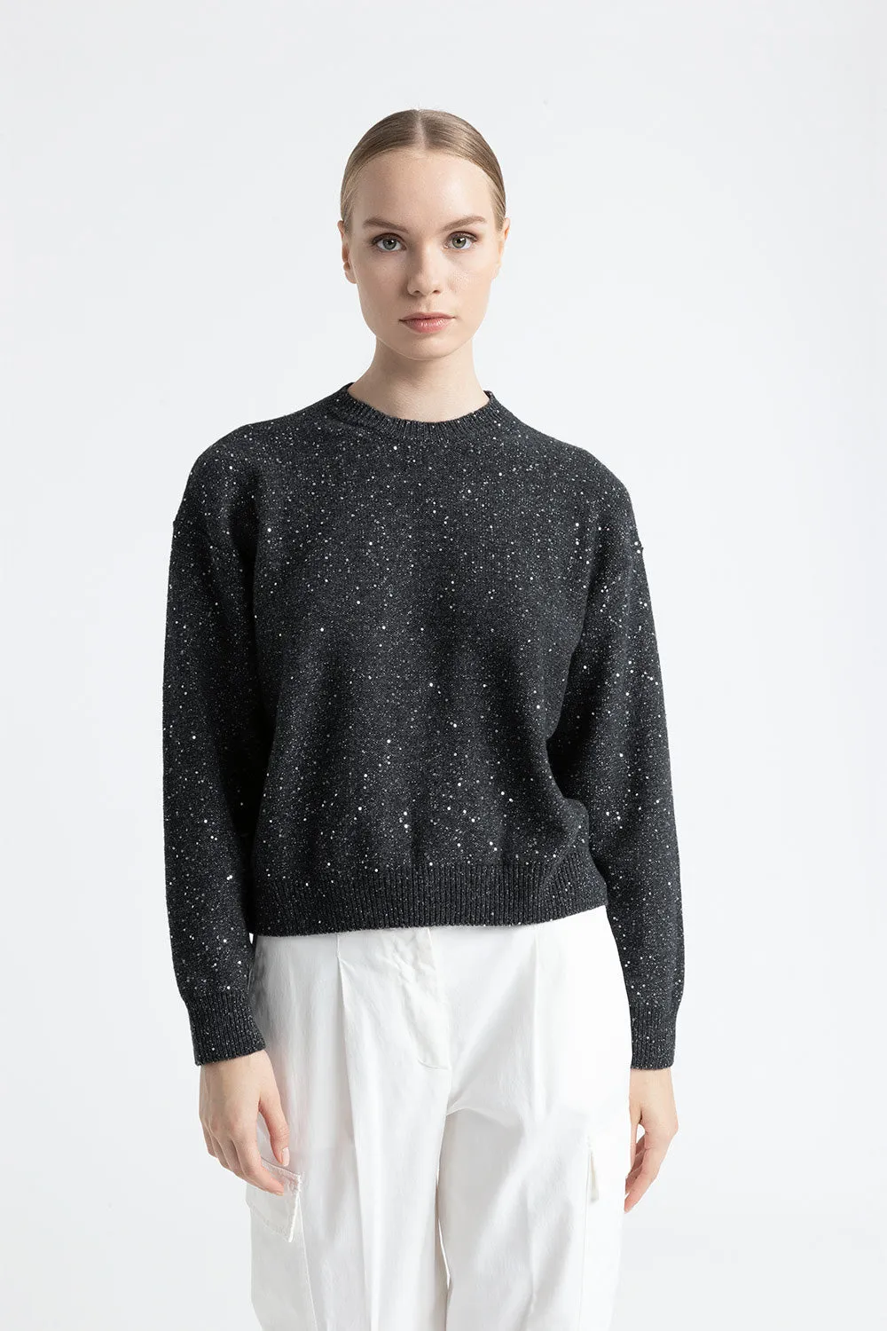 Wool, cashmere lurex and sequins sweater