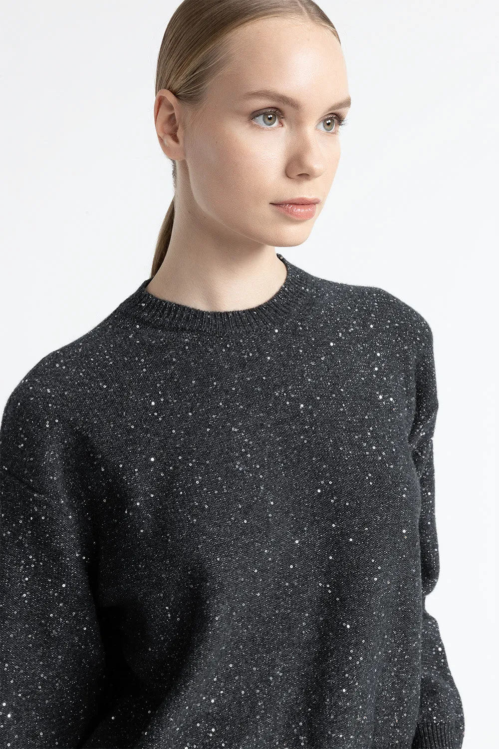 Wool, cashmere lurex and sequins sweater