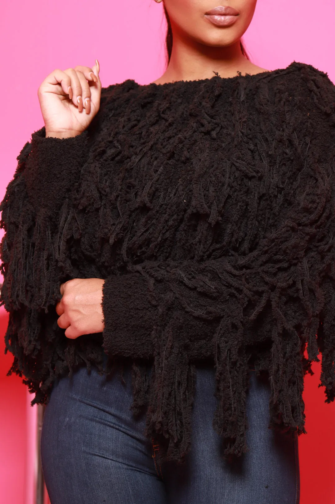 Your Love Shaggy Fringe Sweater - Black