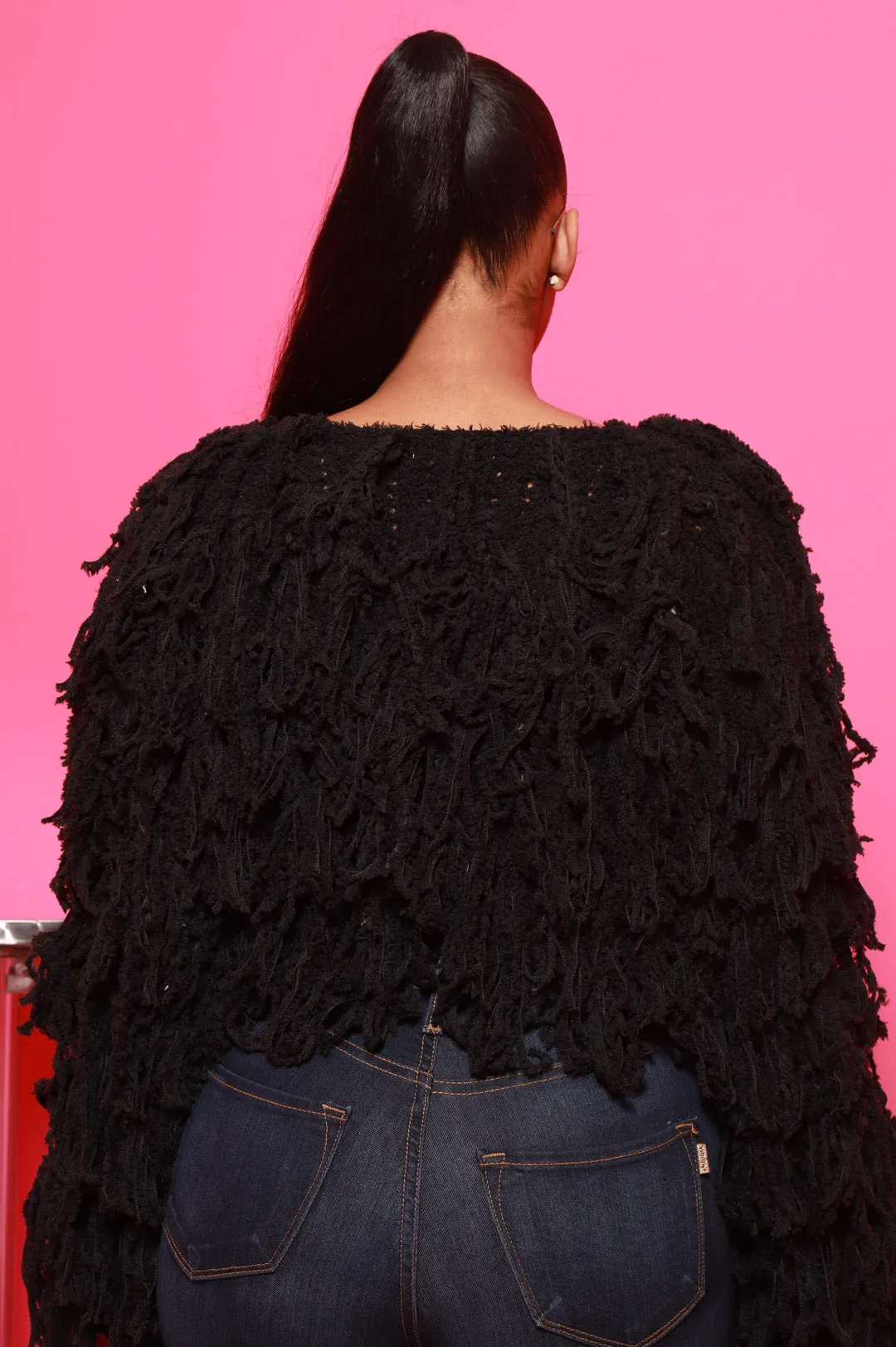 Your Love Shaggy Fringe Sweater - Black